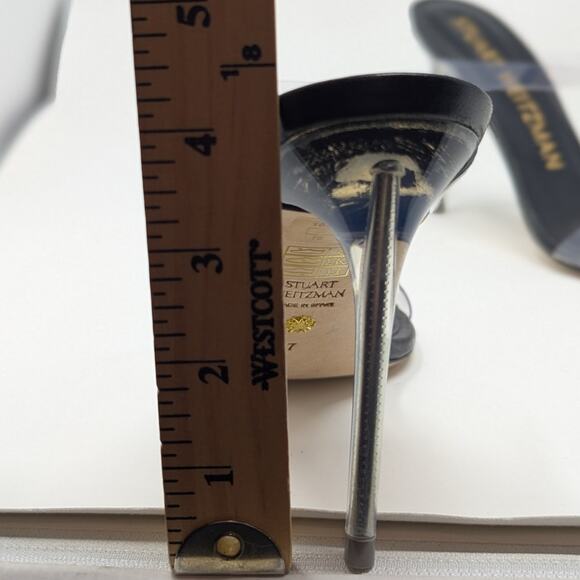 Stuart Weitzman Aleena Lucite PVC Heels Black and Clear Size 7 - Picture 7 of 15